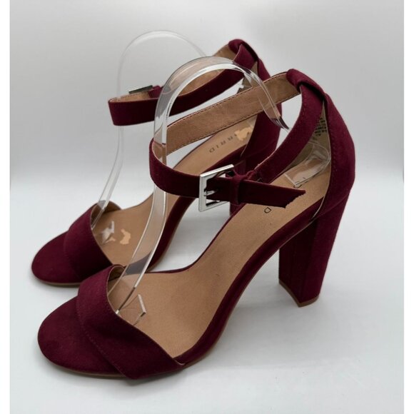 torrid Shoes - Torrid Pumps Womens Size 11WW Burgundy Two Strap Tapered Open Toe Heeled Sandals